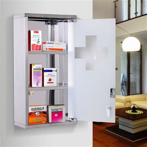 stainless steel lockable first aid cabinet|wall mounted lockable medication cabinet.